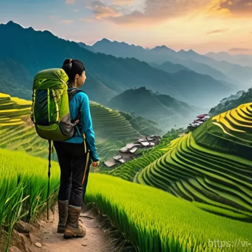 트레킹 코스 추천 - **Prompt:** "A solo female trekker in her late 20s, wearing modest, moisture-wicking hiking attire (...