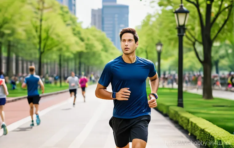 마라톤 훈련법 - **"Post-Run Active Recovery Session"**: A female runner, in her late 20s, with a healthy and athleti...