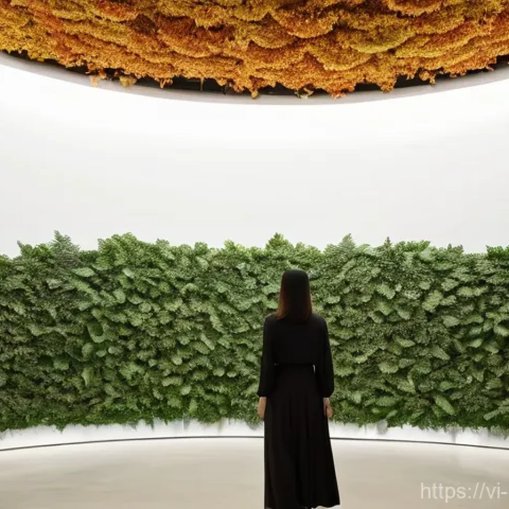 현대 미술 작품 - **Immersive Leaf Installation Art in a Vietnamese Gallery:** A captivating and serene indoor art ins...